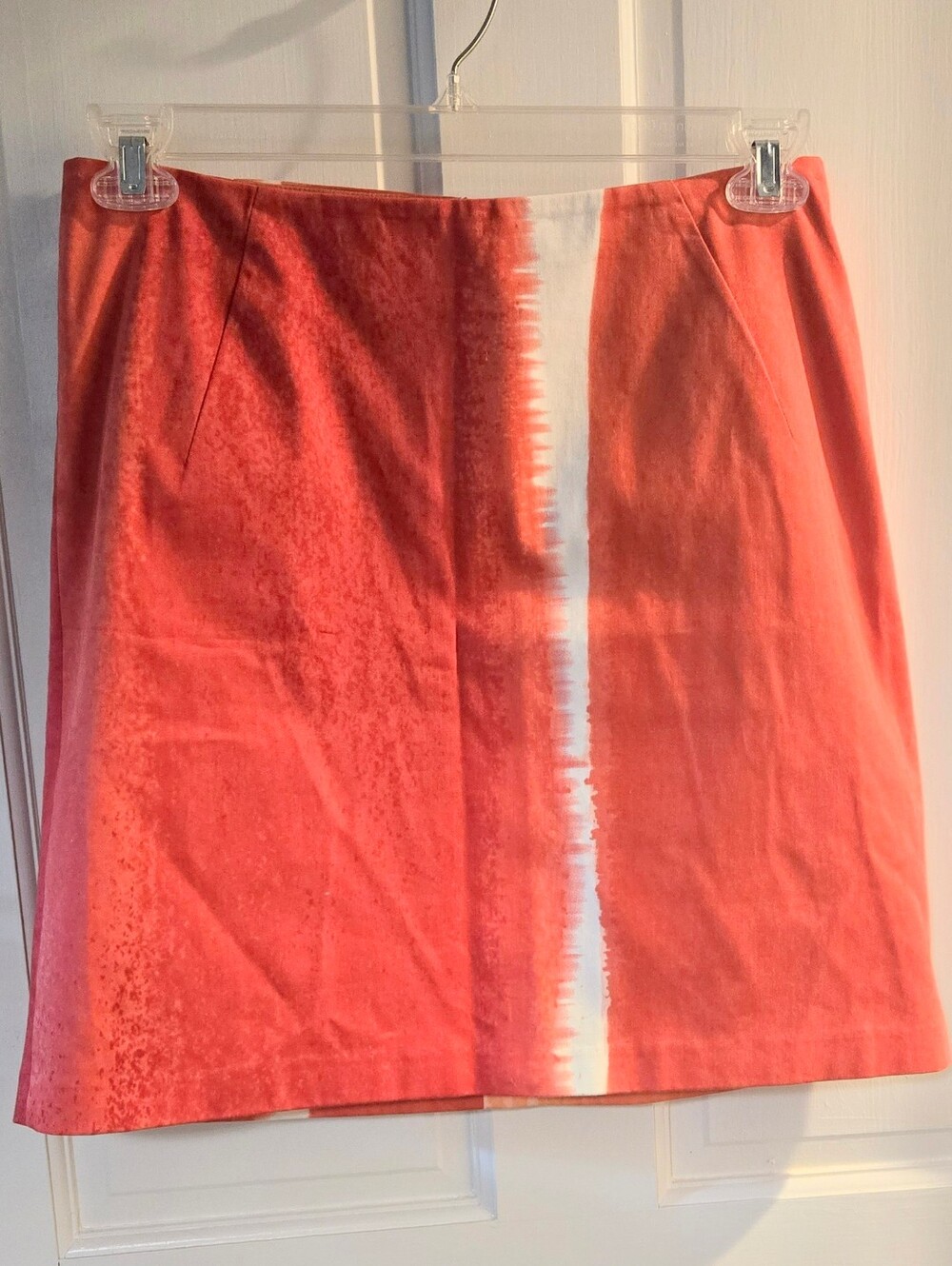 Tahari Behnaz skirt tie-dyed teaberry/ peach freeze 17" long sz 8